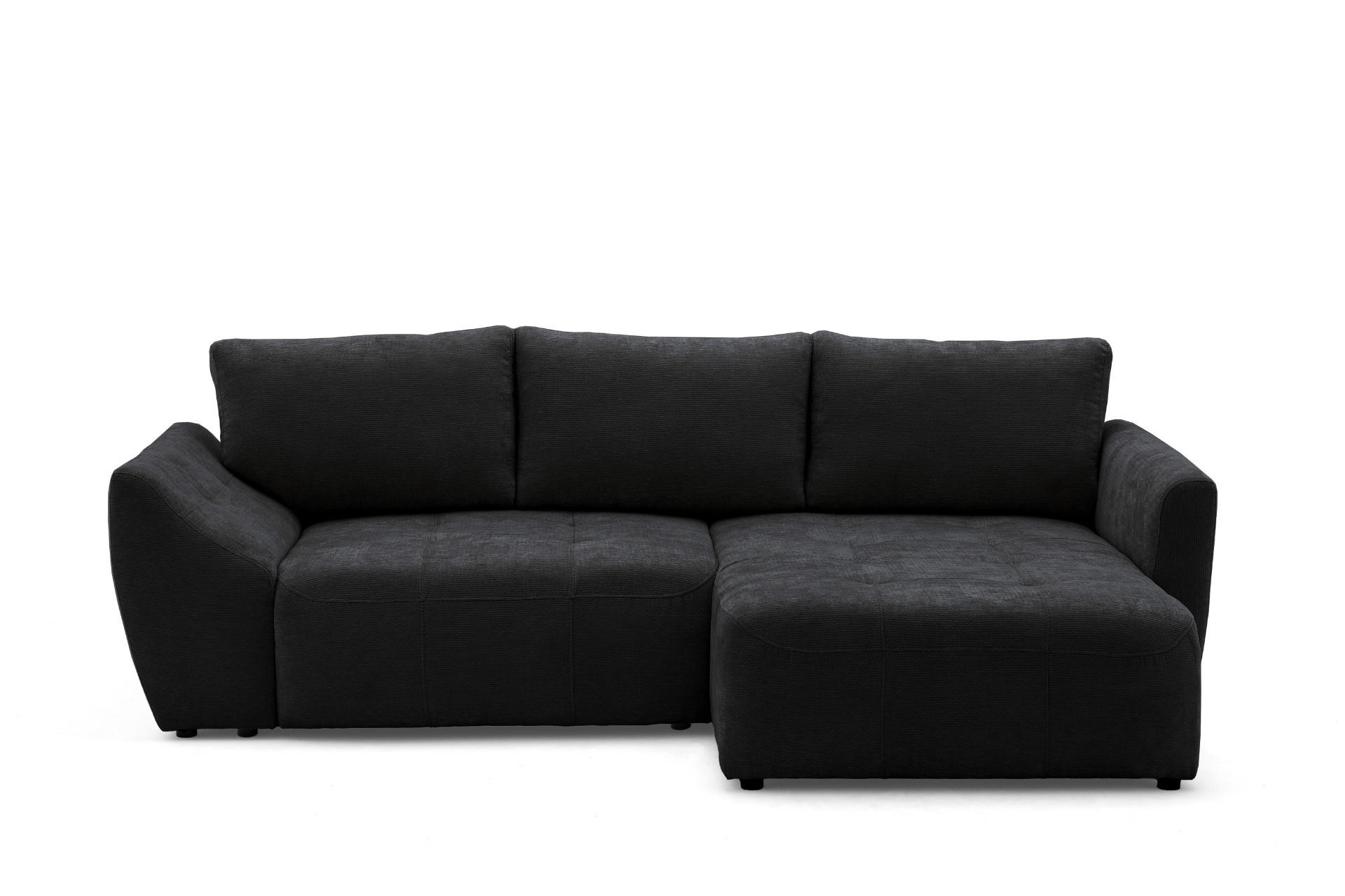 ECKSOFA NICE L Rechts mit Schlaffunktion 137x204 Chenille Anthrazit - Anthrazit/Schwarz, Holz/Textil (165/260cm) - Muffo