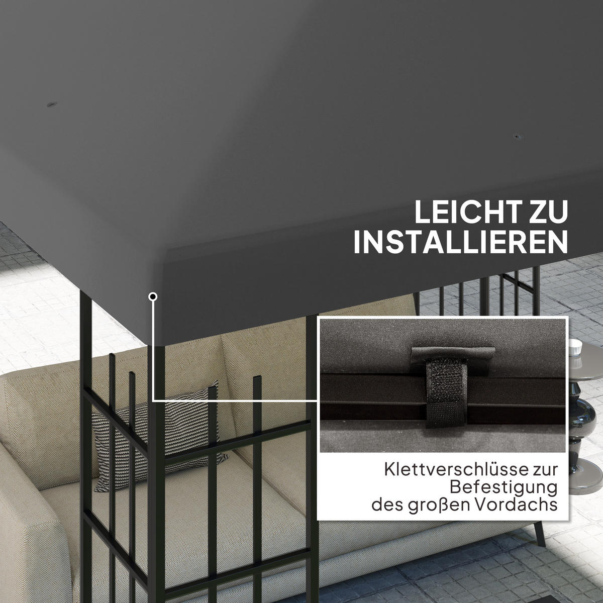ERSATZDACH für Pavillon 3 x 3 m - Dunkelgrau, Kunststoff (298/1/298cm) - Outsunny