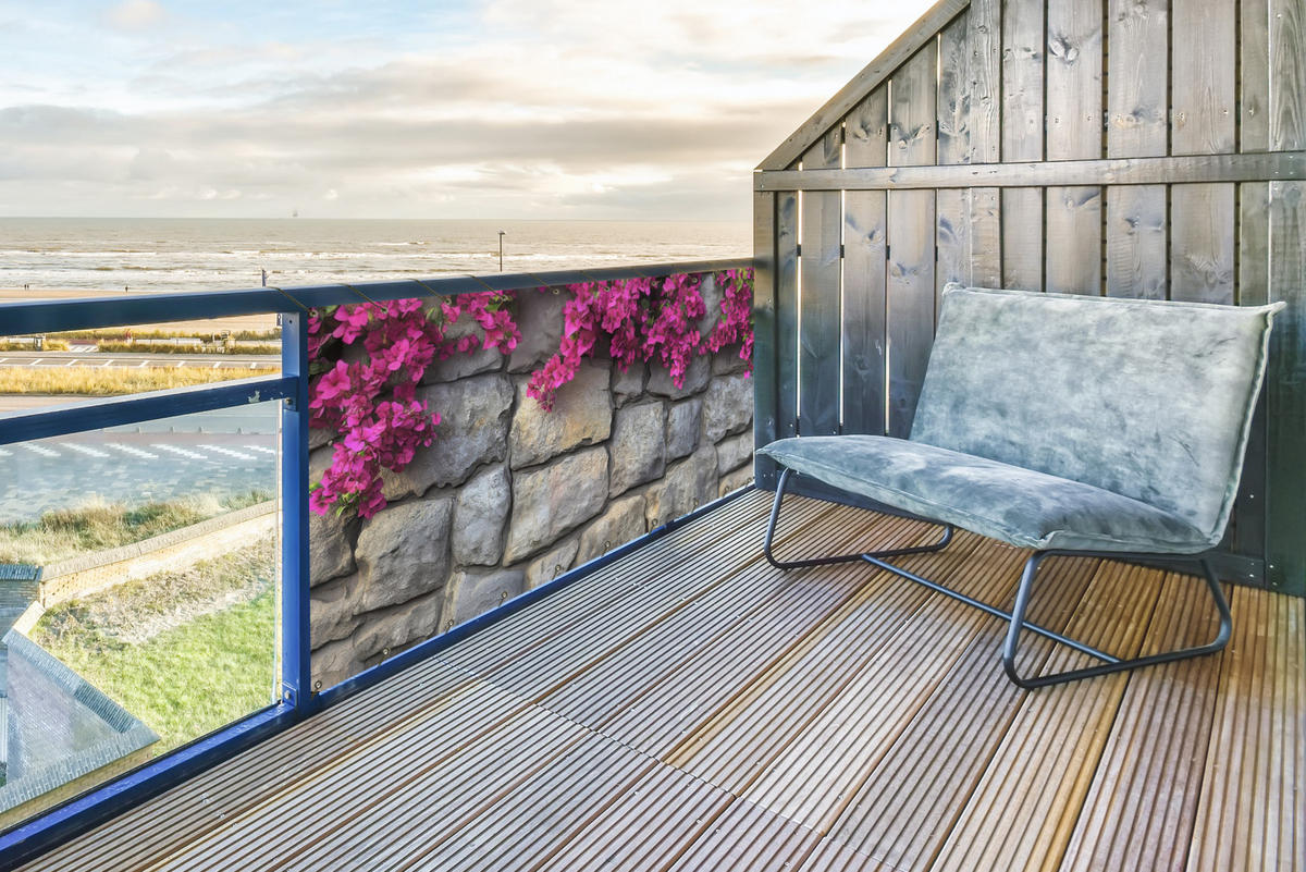 BALKON-SICHTSCHUTZ Bougainvillea - Steinmauer - Rosa - Magenta, Kunststoff (300/130cm) - MuchoWow
