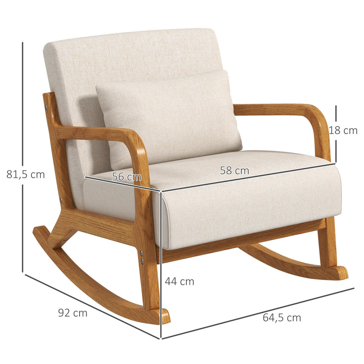 SCHAUKELSESSEL, Schaukelstuhl, Creme - Creme, Metall (92/81.5/64.5cm) - HOMCOM