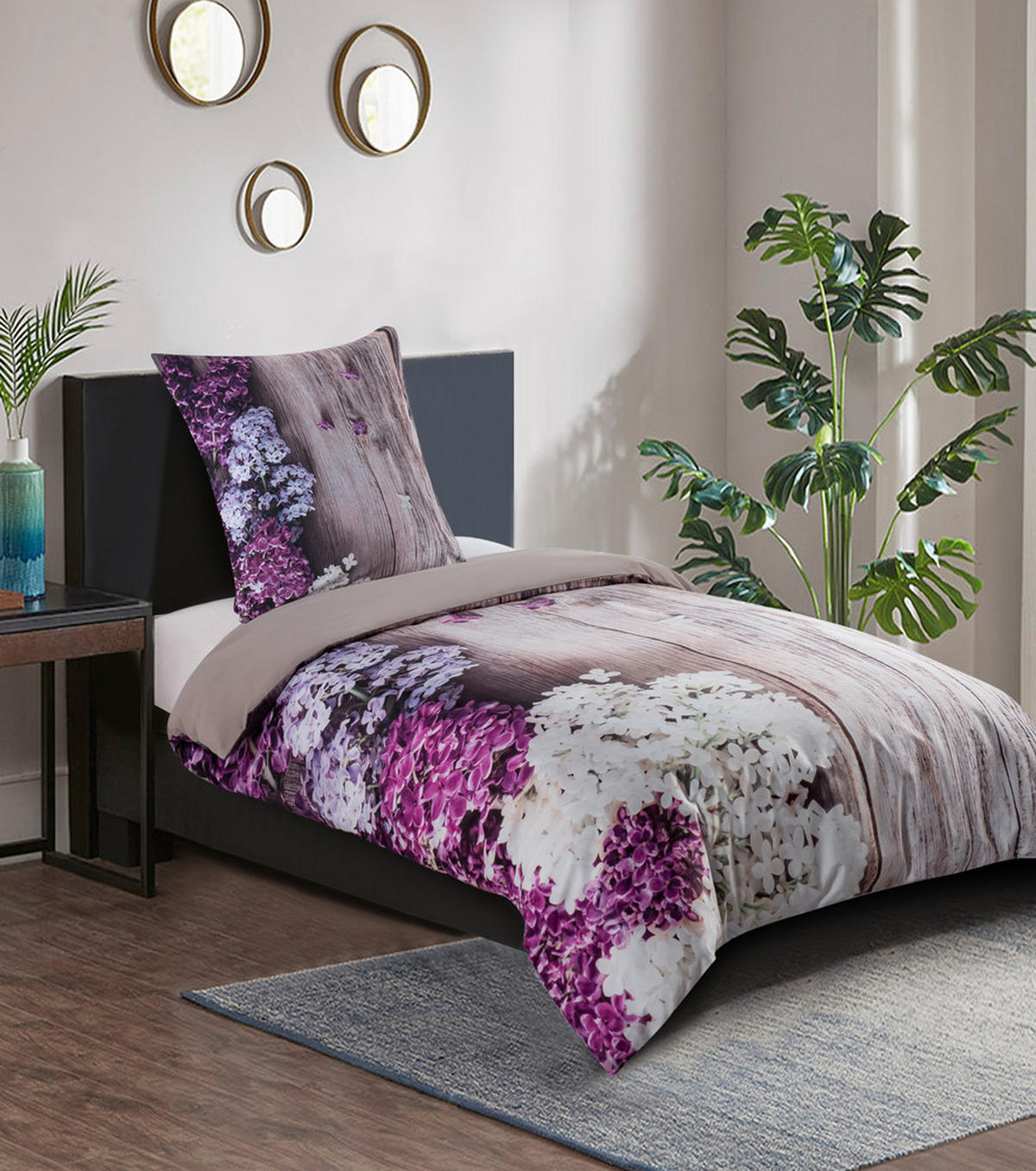 BETTWÄSCHE 2-teilig Flieder - Pink, Naturmaterialien (135/200cm) - Sanilo