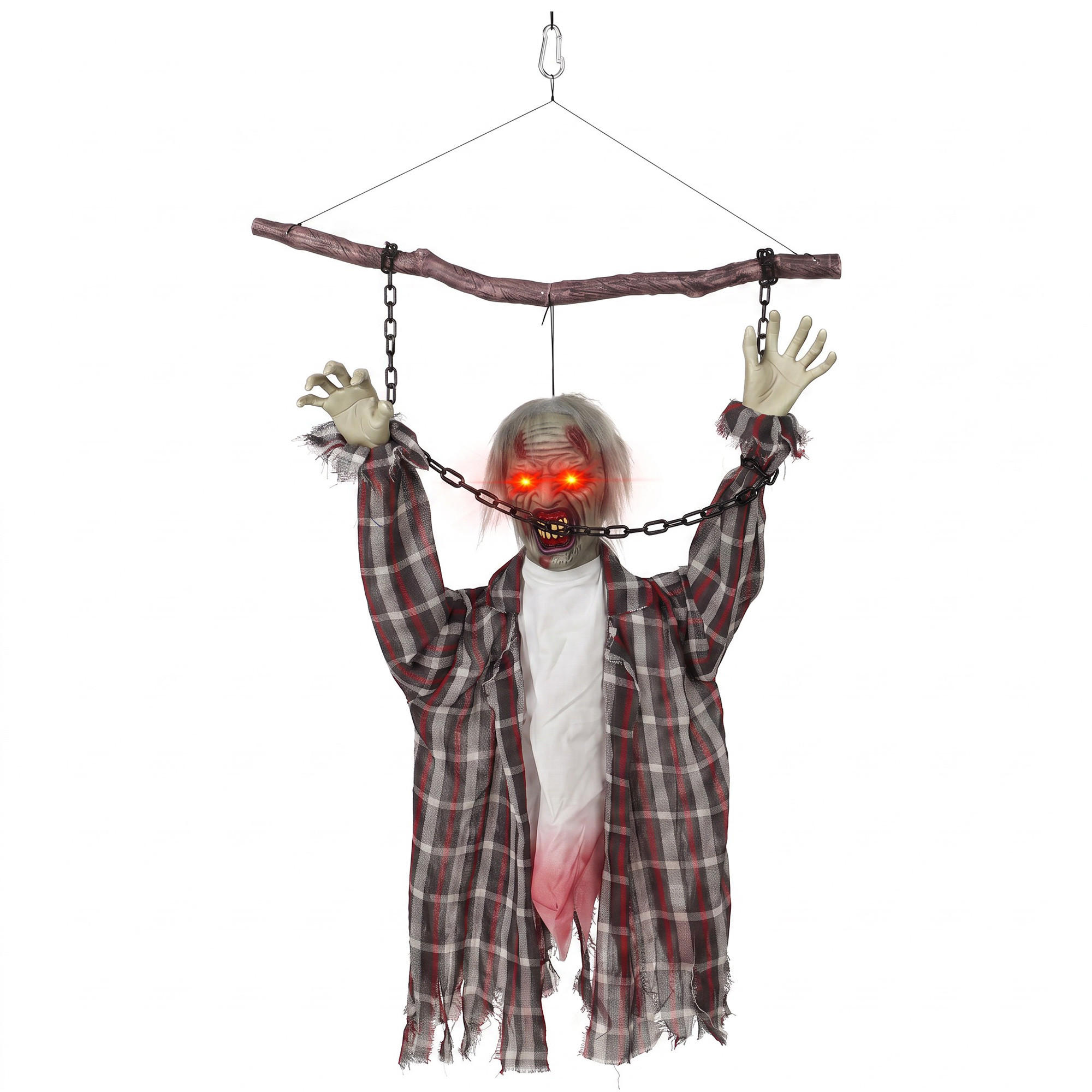 HALLOWEEN-DEKO Metall Polyesterfaser Grau-Rot - Multicolor, Metall (16/110/80cm) - HOMCOM