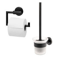 BADEZIMMER-ZUBEHÖR-SET PIAZZA BLACK 2tlg., Edelstahl, schwarz - Schwarz, Metall (14.5/35/11.5cm) - bremermann