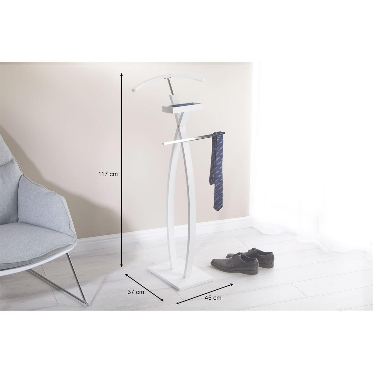 HERRENDIENER ROBIN - Weiß, Holz (45/117/34cm) - IDIMEX