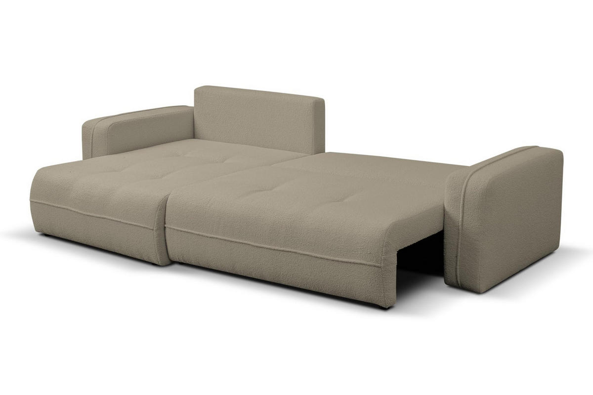 ECKSOFA CLOUD mit Schlaffunktion und Bettkasten Boucle Cloud (Cappuccino) - Cappuccino, Textil (276/145cm) - VENASI MÖBEL