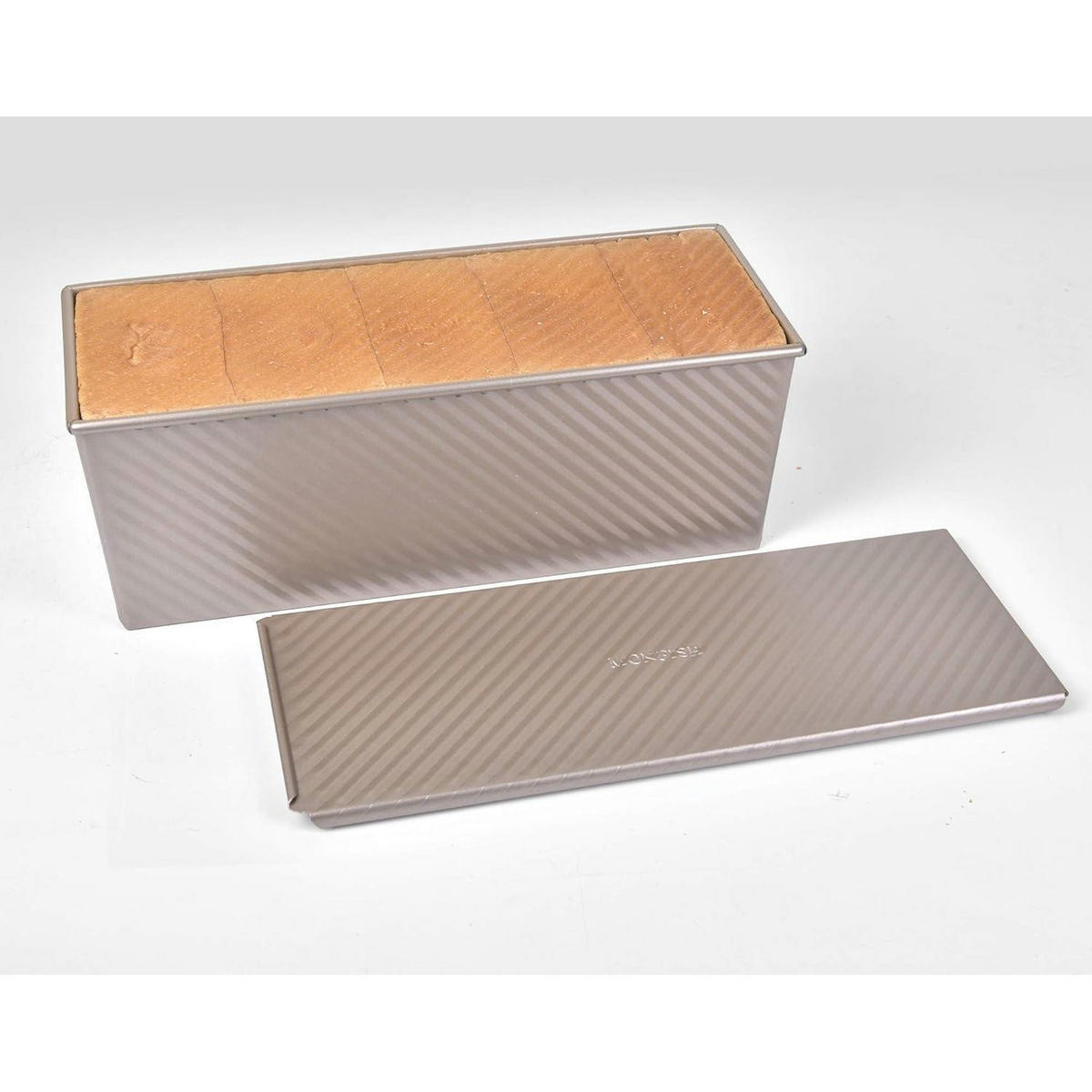 BROTBACKFORM mit Deckel 34 x 13,5 x 12 cm Champagner Gold - Beige, Metall (13.5/13/35cm)