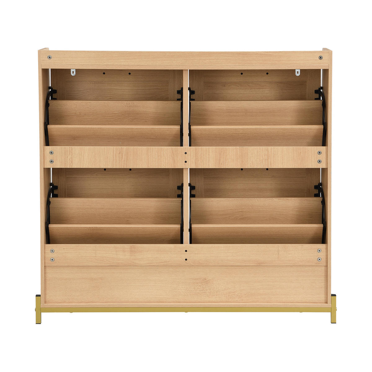 SCHUHSCHRANK Holz Rattantüren 4 Türen Metallrahmen Regal - Hellbraun, Holzwerkstoff (24/100/108.5cm) - FLIEKS