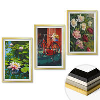 WANDBILDER 3er Set - 40x60 cm Goldrahmen - Lilien im Garten, bunte Blumen - Goldfarben, Kunststoff (40/60cm) - ArtPrintCave