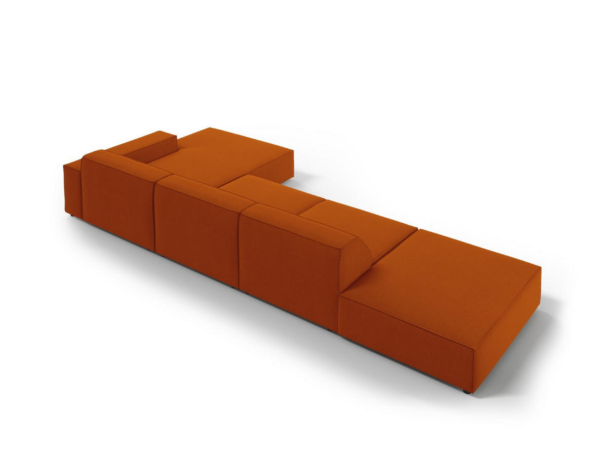 ECKSOFA rechts Jodie aus strukturiertem Stoff terrakotta 5 Sitzplätze - Terracotta, Textil (166/341cm) - Micadoni