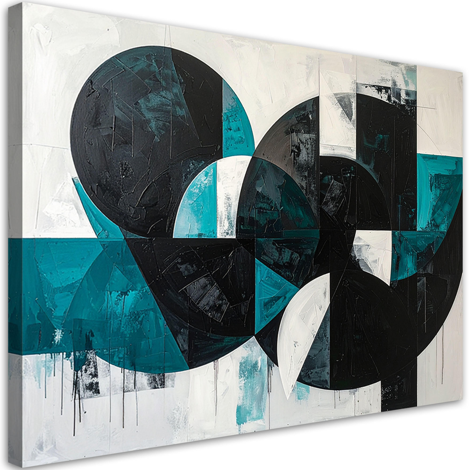 LEINWANDBILD 3D und geometrisch 120x80cm - Türkis, Textil (120/80cm) - Feeby