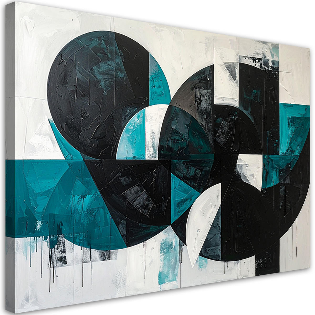 LEINWANDBILD 3D und geometrisch 120x80cm - Türkis, Textil (120/80cm) - Feeby