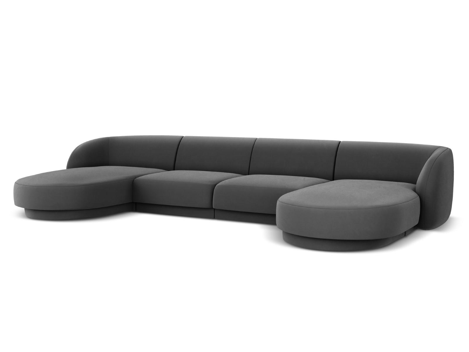 PANORAMASOFA Miley aus Samt grau 5 Sitzplätze - Grau, Textil (156/70/330cm) - Micadoni
