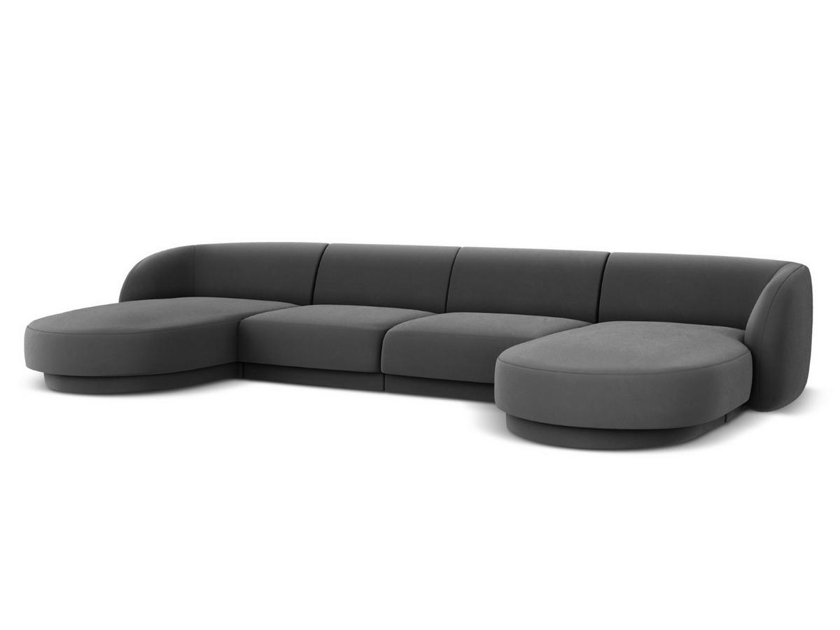 PANORAMASOFA Miley aus Samt grau 5 Sitzplätze - Grau, Textil (156/70/330cm) - Micadoni