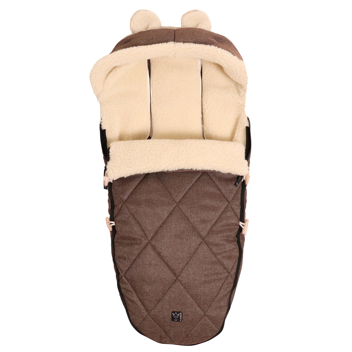 KINDERWAGENFUSSSACK XL EARS WOOL, brown melange - Mokka, Naturmaterialien (43/93cm) - Kaiserbaby