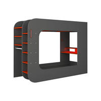 HOCHBETT mit Gaming-Schreibtisch & Stauraum + LEDs - 90 x 200 cm - Anthrazit & Rot - WARRIOR - Anthrazit, Holz (97.6/238.1cm) - Vente-Unique