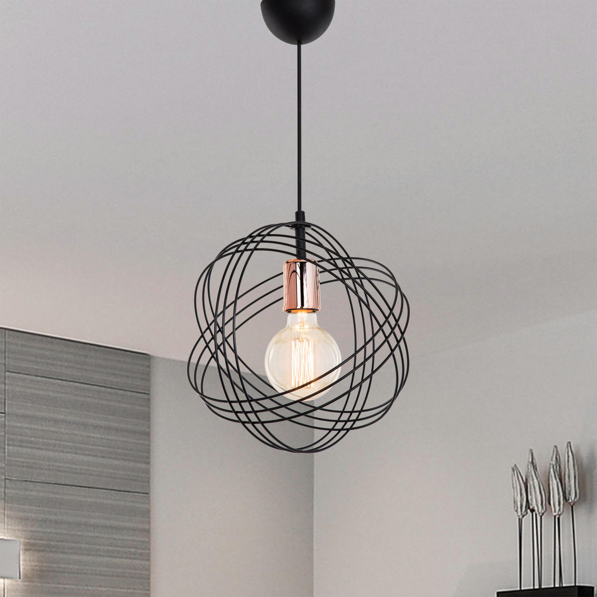 HÄNGELEUCHTE Hove - Schwarz, Metall (28/28/75cm) - lux.pro