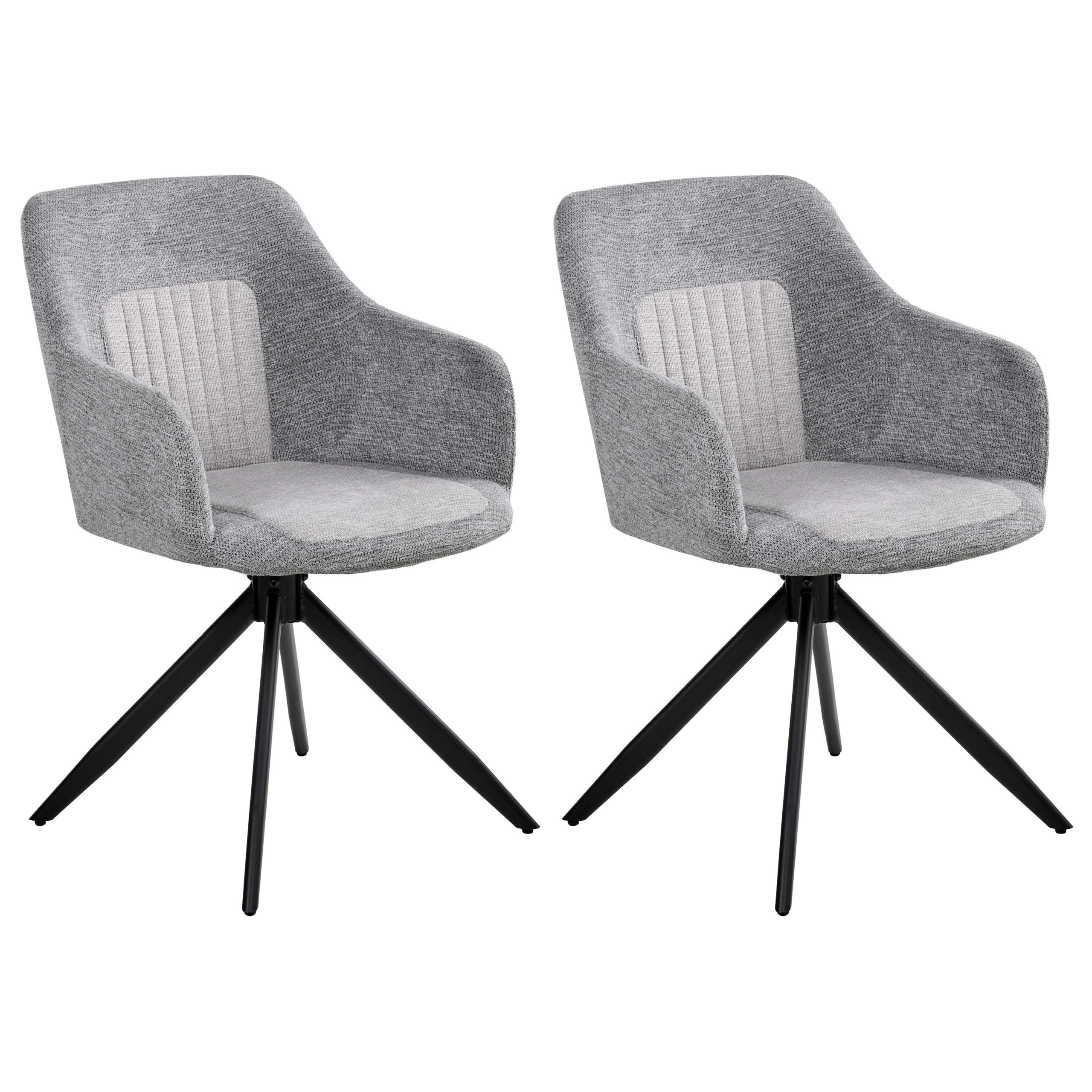 JÍDELNÍ ŽIDLE 2 ks sada otočná Látka Šedá Likely - světle šedá, textil (56/85/71cm) - Beliani