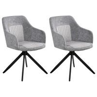 JÍDELNÍ ŽIDLE 2 ks sada otočná Látka Šedá Likely - světle šedá, textil (56/85/71cm) - Beliani