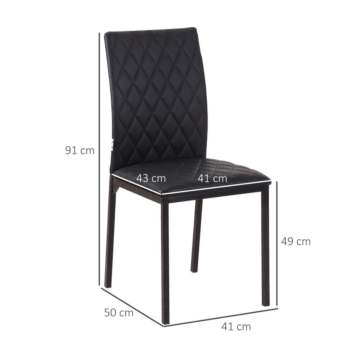 ESSZIMMERSTUHL 4er-Set gepolstert 41 x 50 x 91 cm Kunstleder Schwarz - Schwarz, Metall (50/91/41cm) - Meubliv