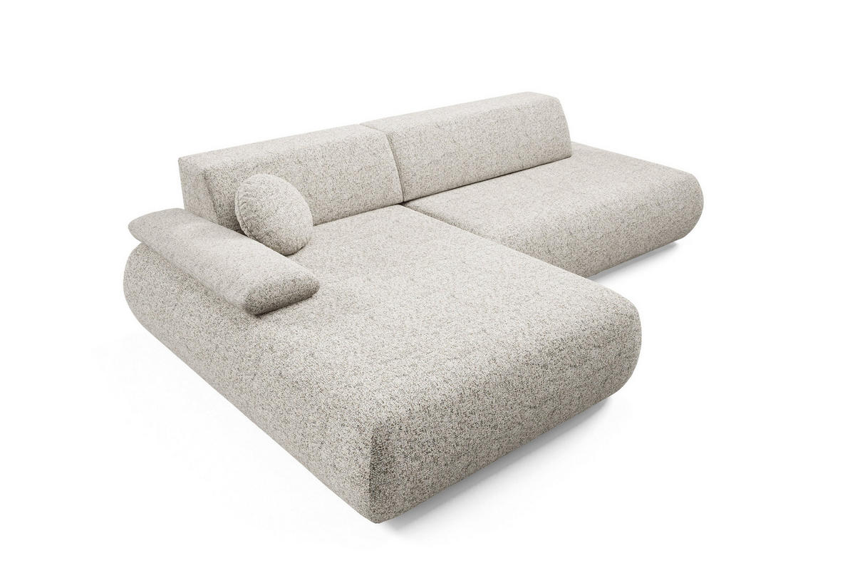 ECKSOFA DELTA L-S Beige Geflochtener Stoff mit Schlaffunktion - Beige, Holz (286/173.5cm) - MASSENO