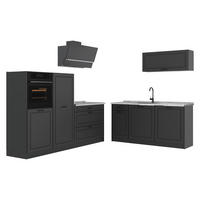 KUCHYNKA R-Line, Antracitový vidiecky dom/antracitová, 220 cm Marmori työtaso - antracitová, kompozitné drevo (220/143/60cm) - Vicco