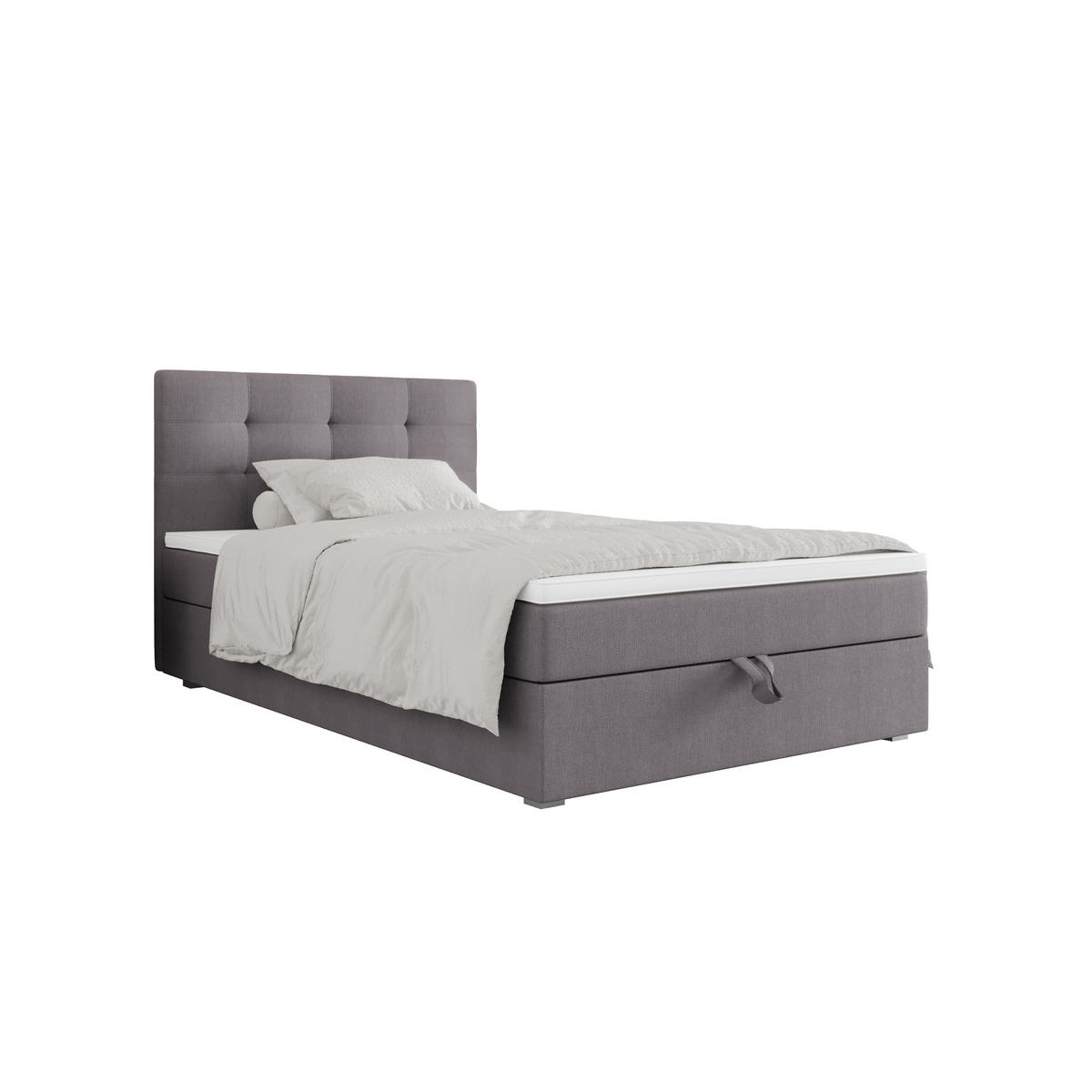BOXBETT FADO 11 120x200, mit Matratze H3, Bonell und Topper, Cosmic 160 - Hellgrau, Holz/Kunststoff (120/200cm) - Bedante