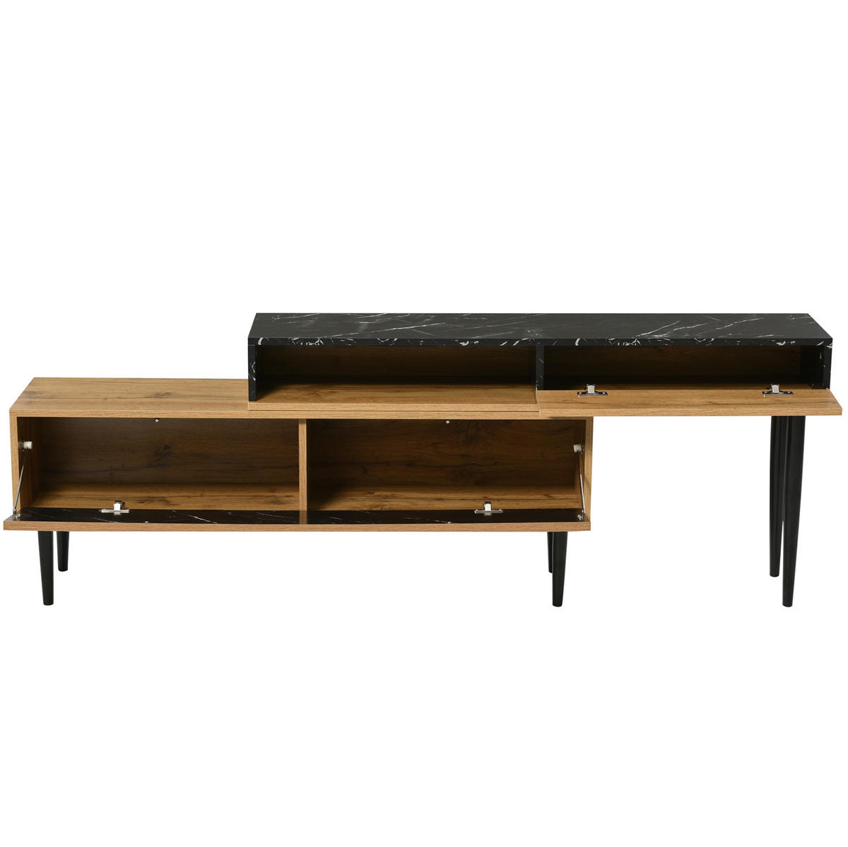 TV-BOARD aus MDF und Spanplatte 240x22x58 cm Naturholz in Marmor- und Holzoptik mit viel Stauraum und PVC-Kante - Naturfarben, Holzwerkstoff (240/58/22cm) - Modfu