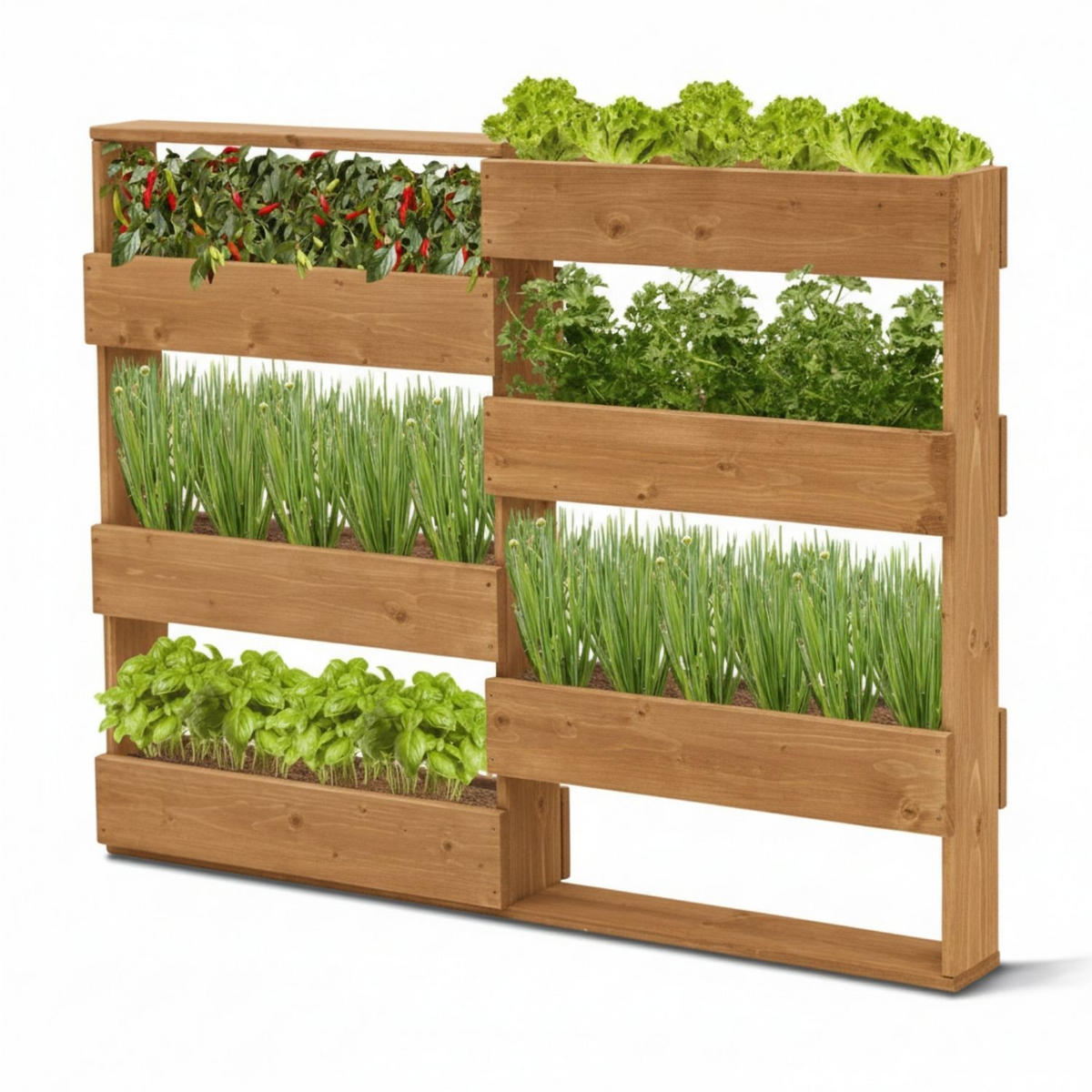 VERTIKALBEET RIGA Kräuterbeet Holz 6 Pflanzkästen Farbe Braun - Braun, Holz (18/93/110cm) - Coemo