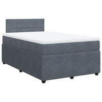 BOXSPRINGBETT Mit Matratze Dunkelgrau 120/200 Cm Samt - Grau, Textil (120/200cm) - vidaXL