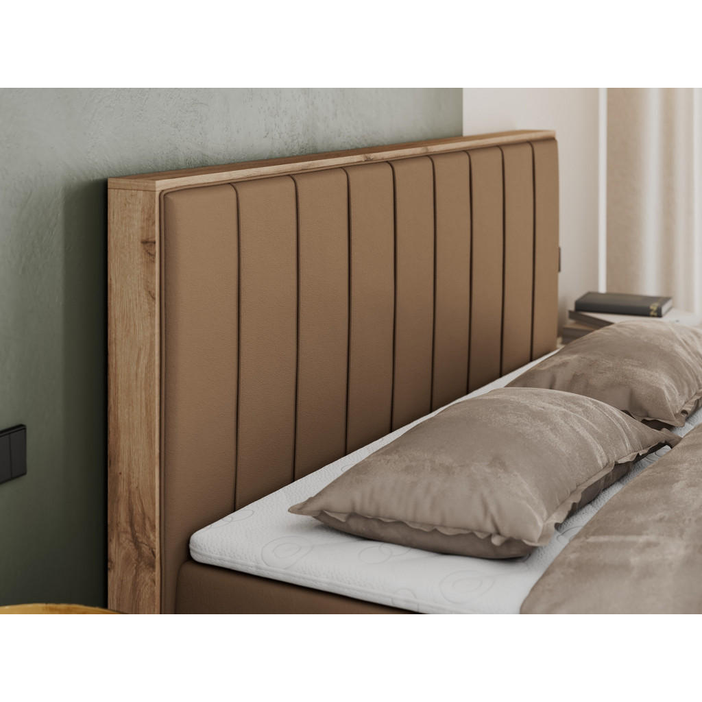 Thumbnail - MKS Boxbett, Braun, Textil, 2-Sitzer, H3, Rechteckig, 160x200 cm, Schlafzimmer, Betten, Boxspringbetten