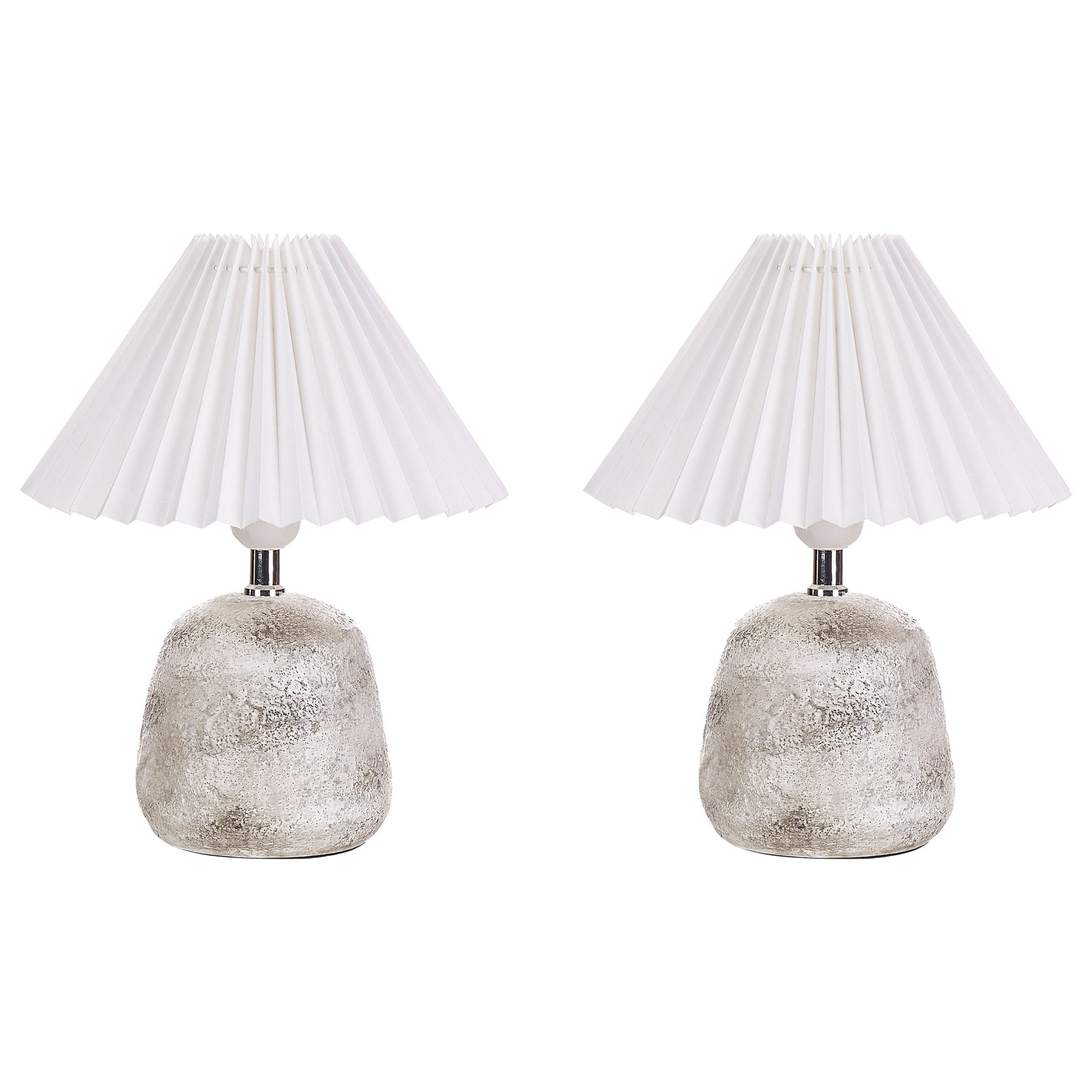 TISCHLAMPE 2er Set Weiß/Grau Zeyi - Weiß/Grau, Keramik (25/25/32cm) - Beliani