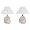 TISCHLAMPE 2er Set Weiß/Grau Zeyi - Weiß/Grau, Keramik (25/25/32cm) - Beliani
