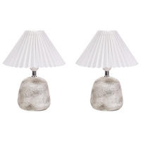 TISCHLAMPE 2er Set Weiß/Grau Zeyi - Weiß/Grau, Keramik (25/25/32cm) - Beliani