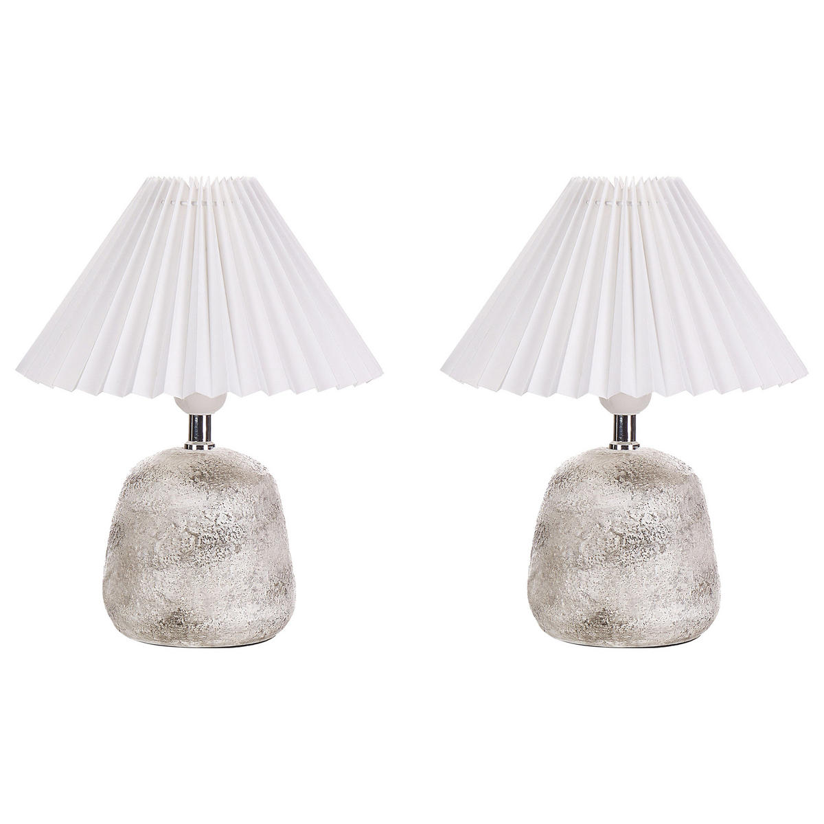 TISCHLAMPE 2er Set Weiß/Grau Zeyi - Weiß/Grau, Keramik (25/25/32cm) - Beliani
