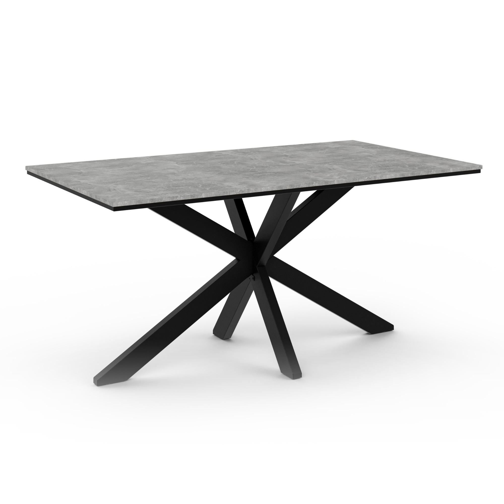 Prospero Esstisch Grau, Schwarz 90x76.5x160 cm