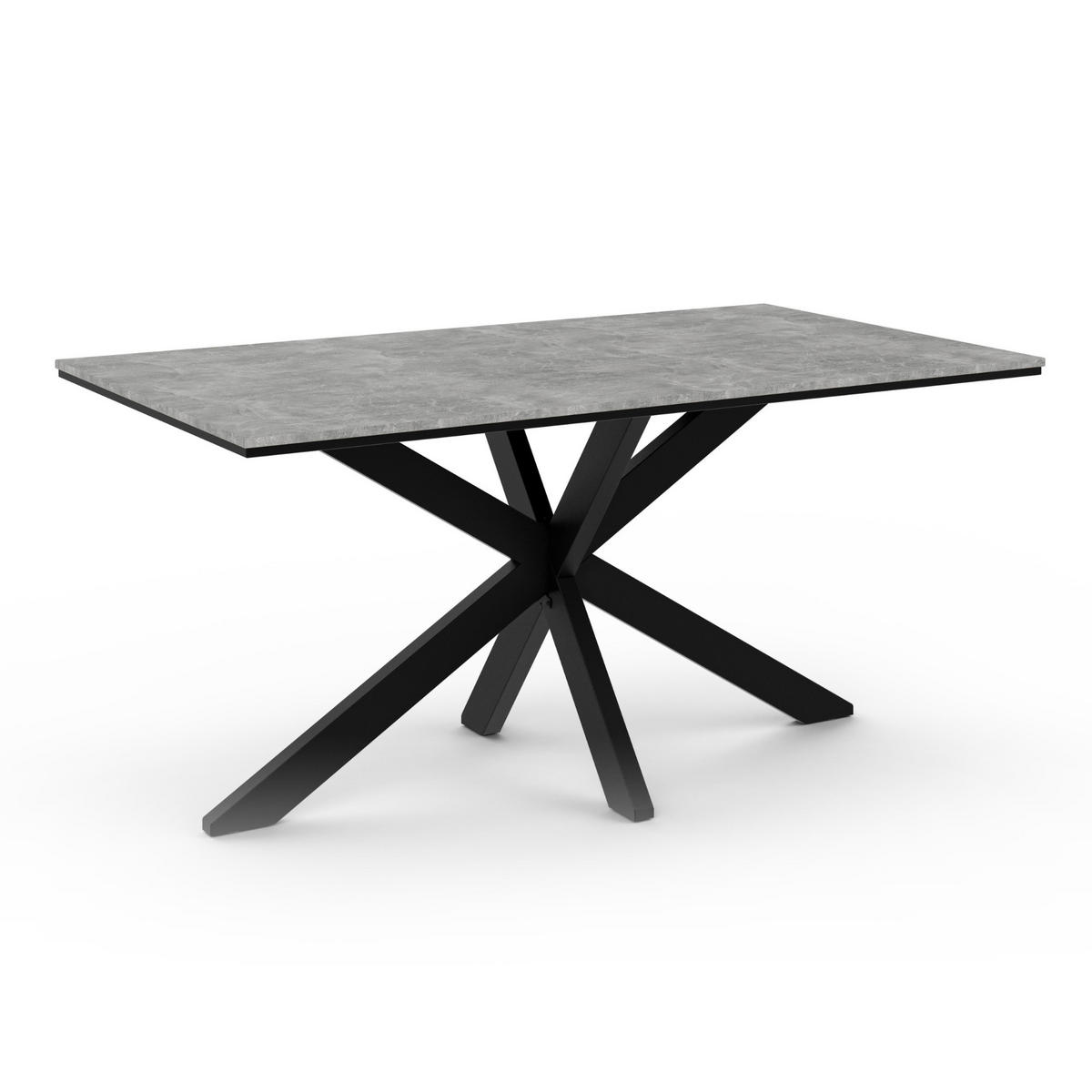 ESSTISCH Grau Betonoptik 160x90 cm - Schwarz/Grau, Holzwerkstoff (160/90/76.5cm) - PROSPERO