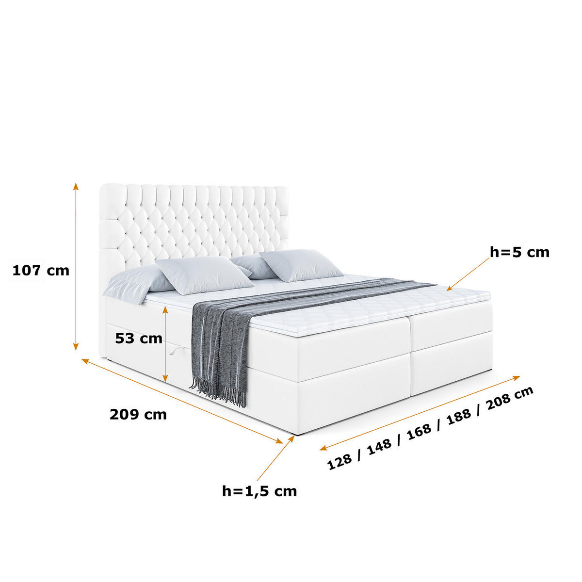 BOXBETT SERENE - 120x200 Weiß Hochglanz - Weiß Hochglanz, Holzwerkstoff (120/200cm) - ALTDECOR