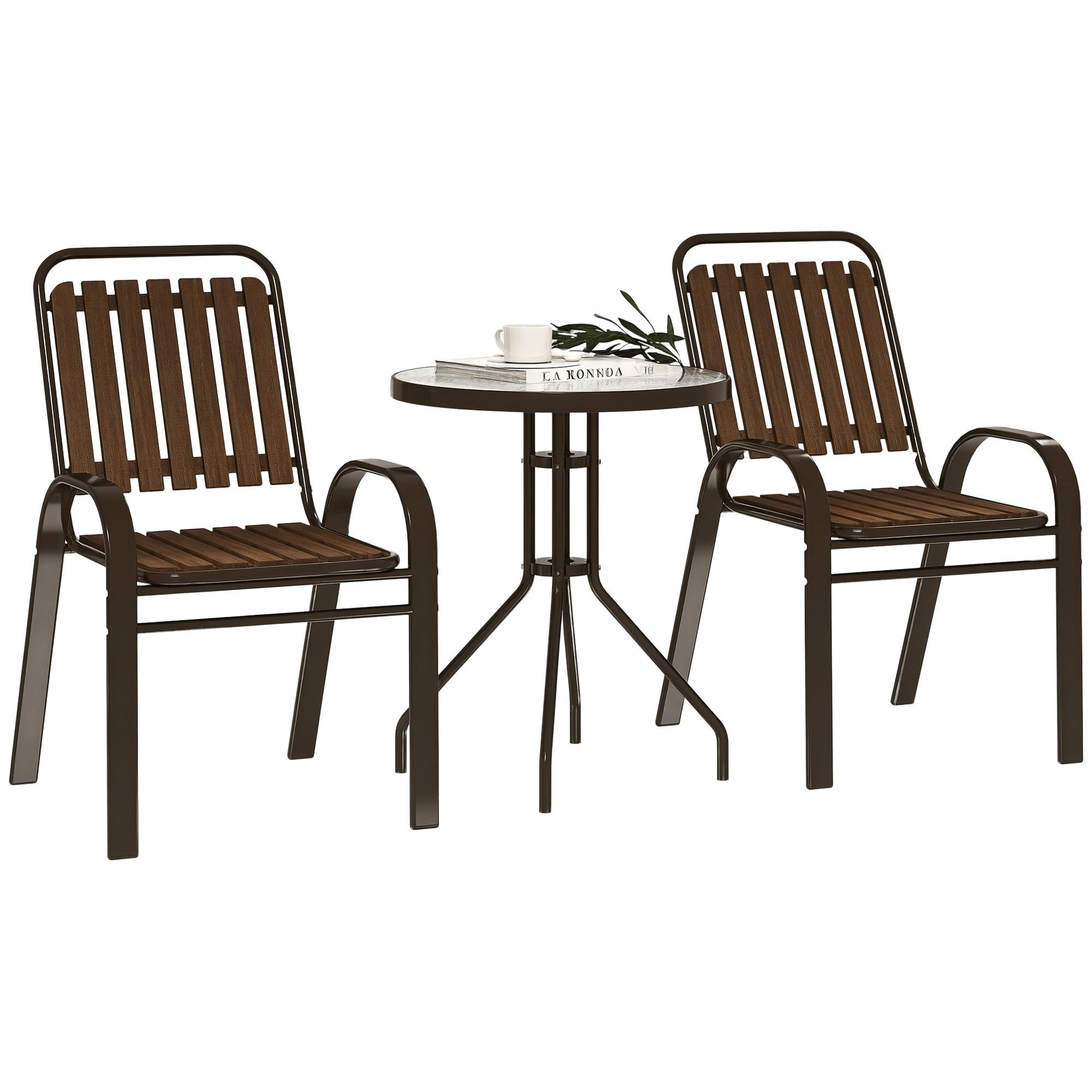 GARTEN-BEISTELLTISCHSET Dunkelbraun 3 Stück - Beige, Naturmaterialien (56/66/91cm) - GiPP