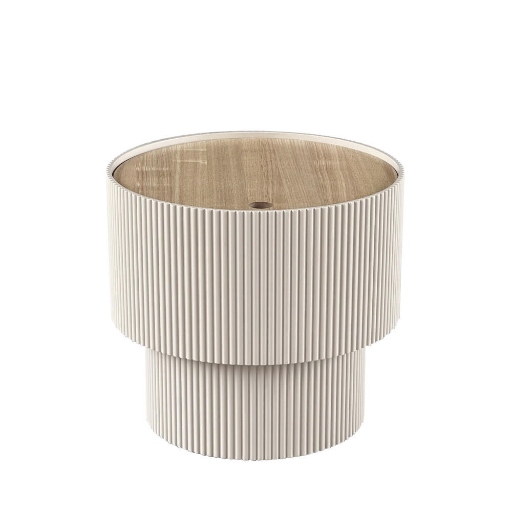 BEISTELLTISCH mit Stauraum aus Holz ø38,5cm - SAND I - Beige - Beige, Holz (38/38/35cm) - Drawer
