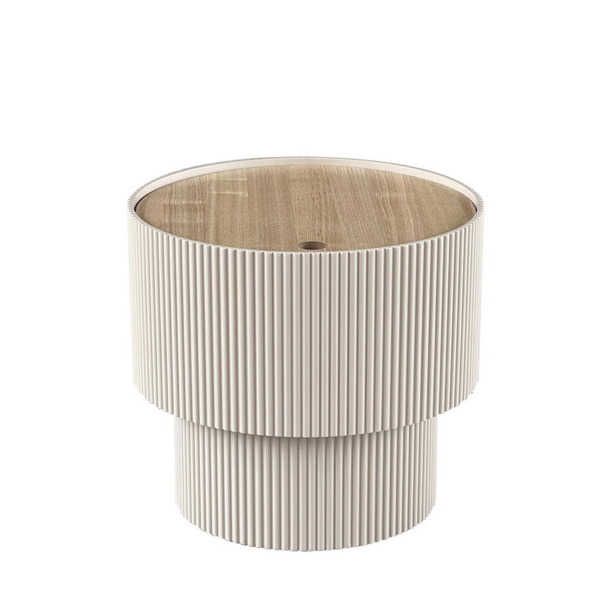 BEISTELLTISCH mit Stauraum aus Holz ø38,5cm - SAND I - Beige - Beige, Holz (38/38/35cm) - Drawer