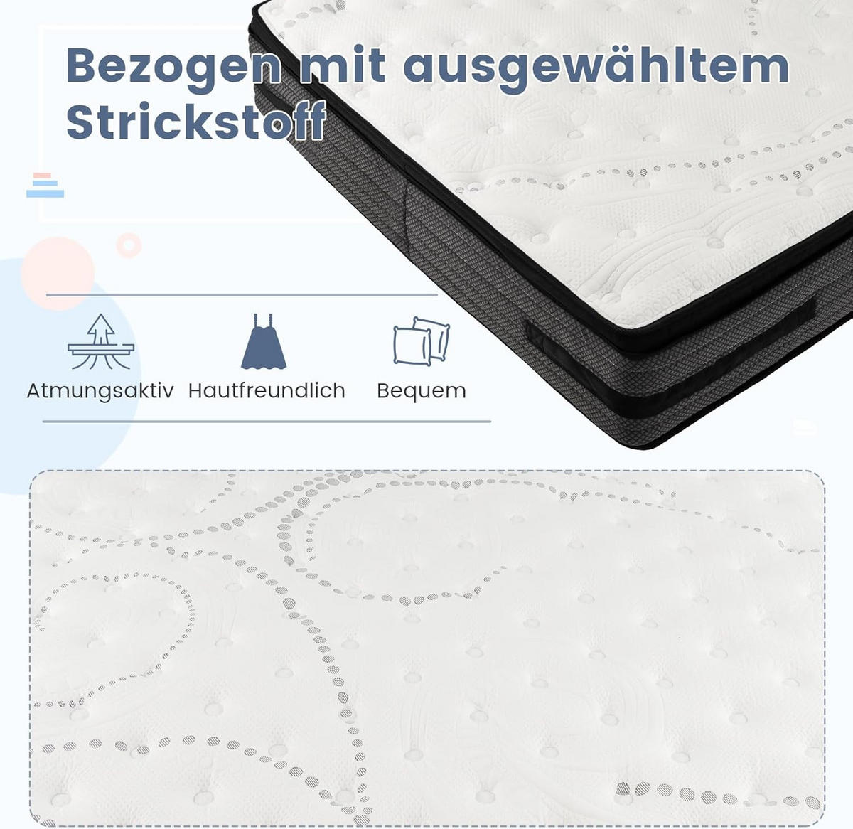 MATRATZE atmungsaktiv gel memory Weiß - Weiß, Textil - COSTWAY