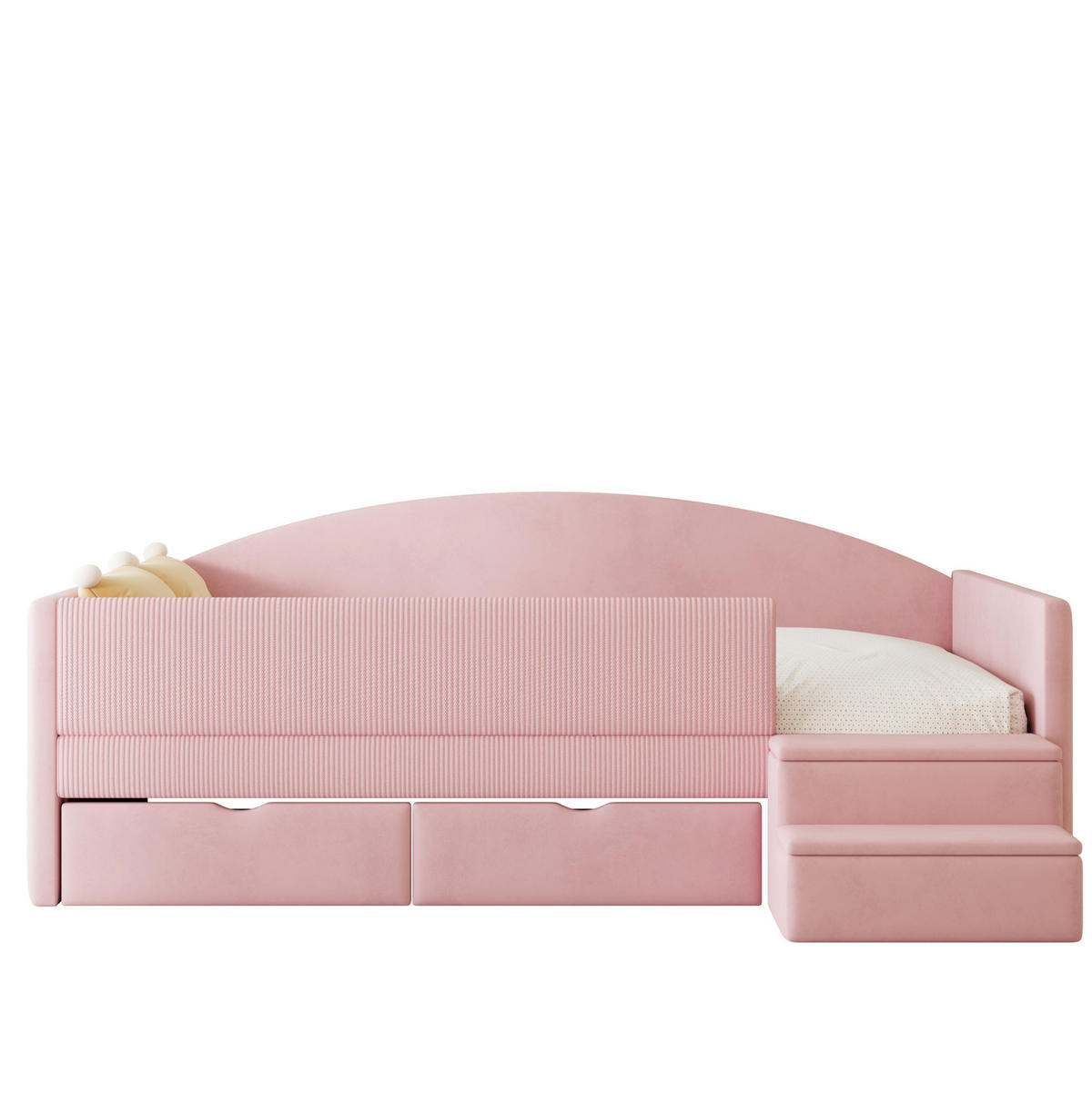 POLSTERBETT 90/190 cm aus Samt mit Schubladen und Stufen, Rosa - Pink, Textil (90/190cm) - OKMYHOME
