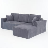 ECKSOFA DE-34601 modulares L-Design mit Cordbezug Grau - Grau, Textil (128/235cm) - ComfortXL