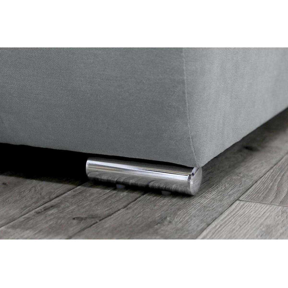 WOHNLANDSCHAFT Draco U Hellgrau. - Silberfarben/Hellgrau, Textil/Metall (350/85/185cm) - Beautysofa