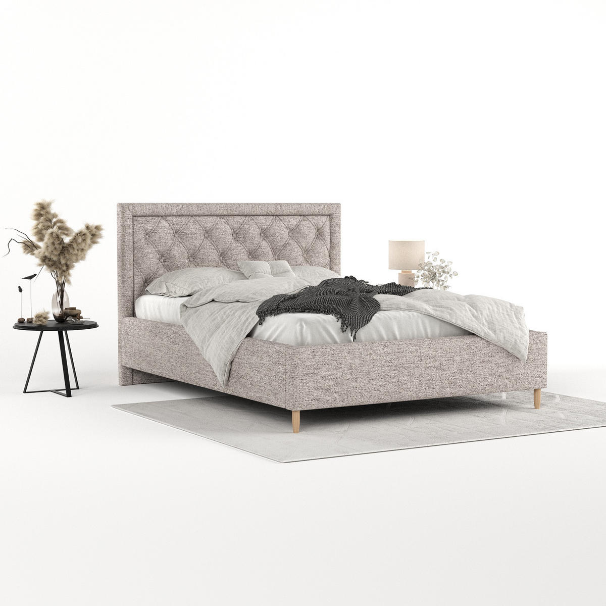 POLSTERBETT Lido 120/200 cm Beige im Neve Stoff - Beige/Naturfarben, Holz/Holzwerkstoff (120/200cm) - AltaBeds