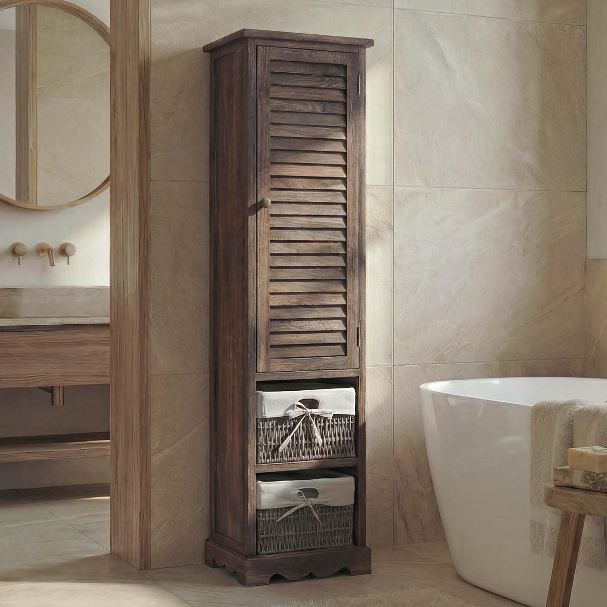 BADEZIMMERKOMMODE Braun - Braun, Holz (27/120/29cm) - MCW