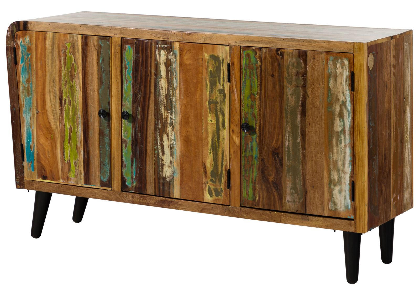 SIDEBOARD Altholz 150x45x86 mehrfarbig lackiert SIXTIES #111 - Multicolor, Holz (150/86/45cm) - Massivmoebel24