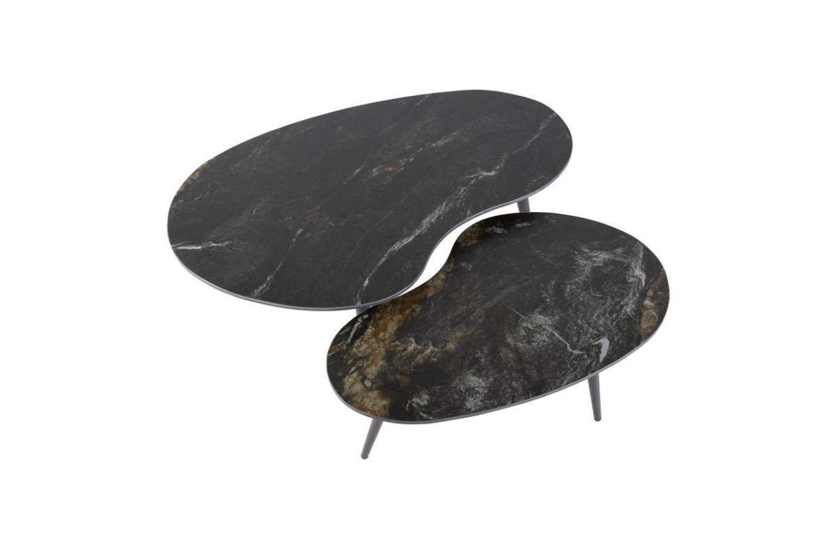 COUCHTISCH-SET PONTE Schwarz Keramik - Schwarz, Keramik/Metall (91/55/40cm) - KAWOLA