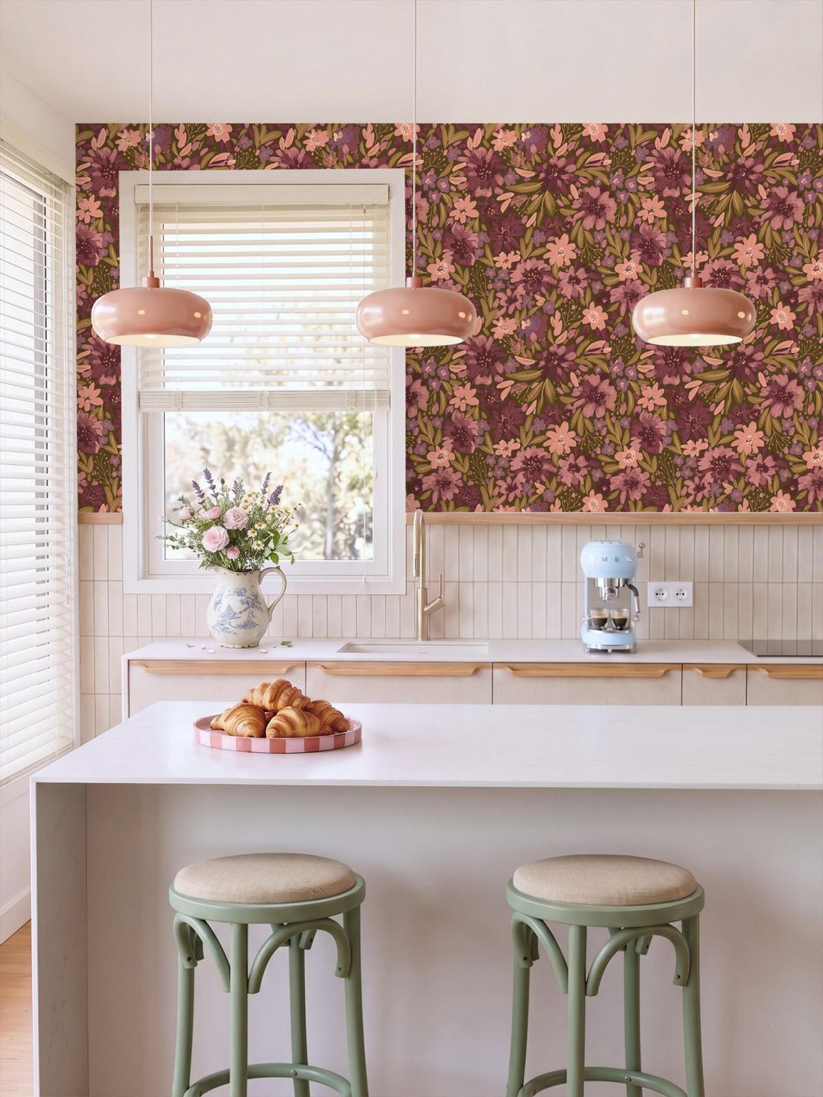 TAPETE Blumen 50 x 900 cm - Lila, Papier (50/900cm) - ESTAhome