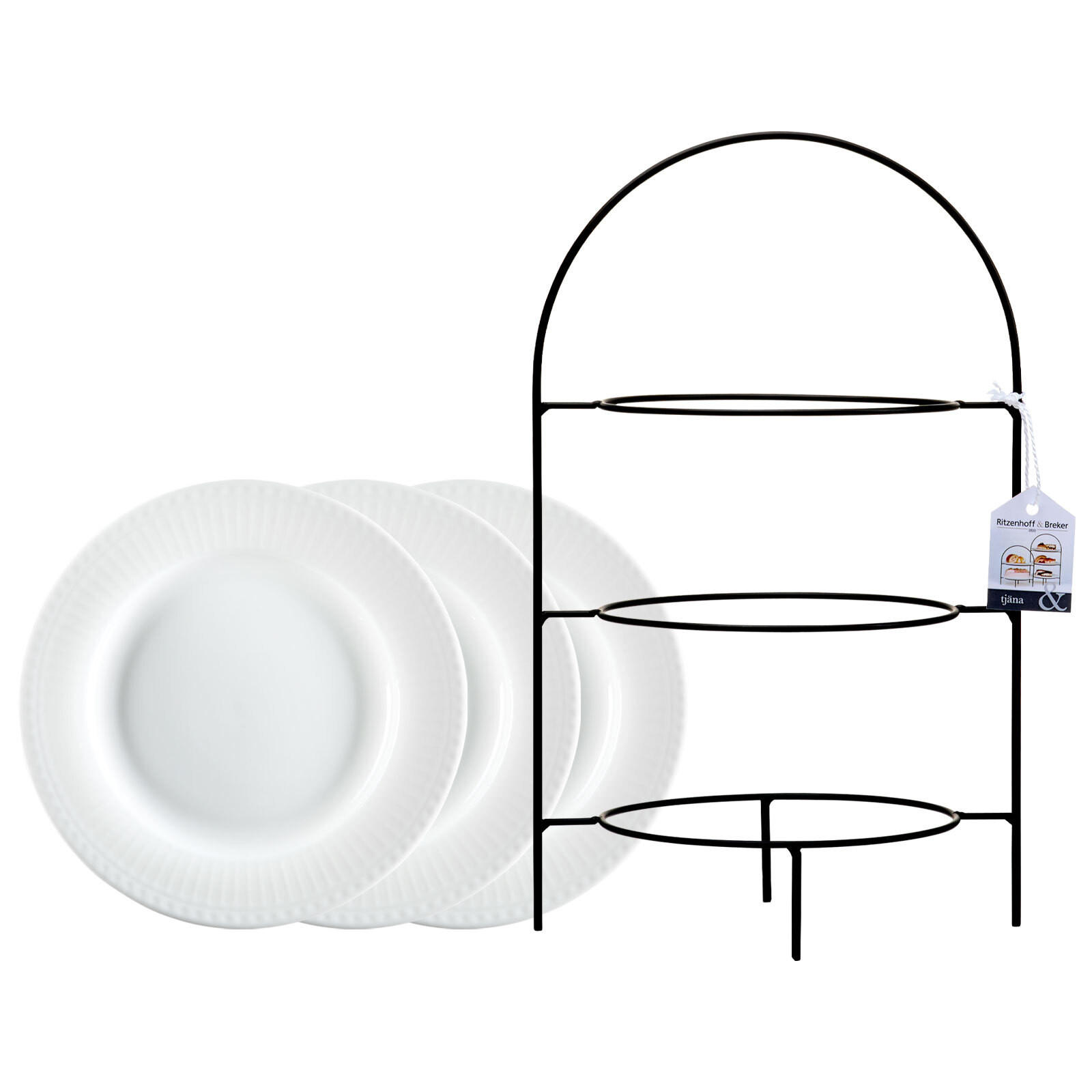 ETAGÈRE MIT TELLER Tjäna schwarz-weiß 3-stufig - Schwarz/Weiß, Metall (20/37cm) - Ritzenhoff Breker